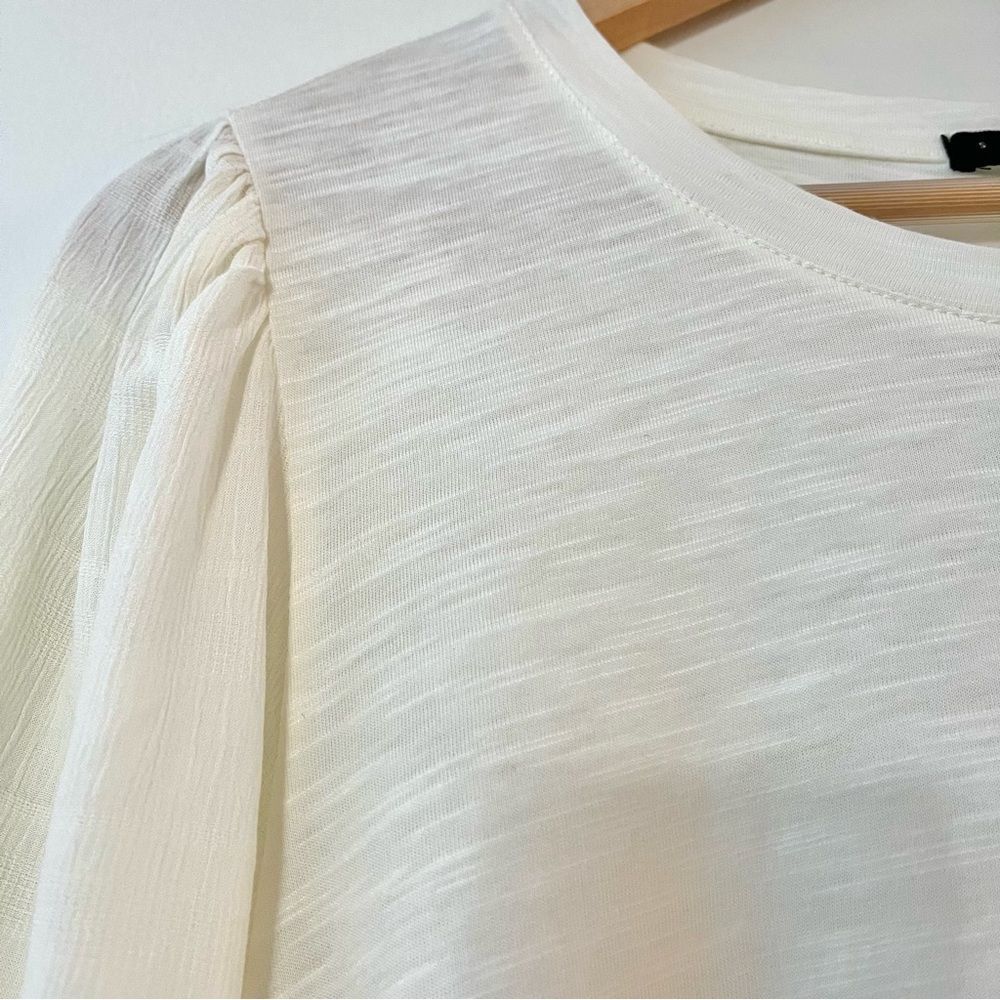 Women’s Sanctuary Cream Crew Neck Puff Long Sleeve Top, Size Large NWT - Picture 6 of 8